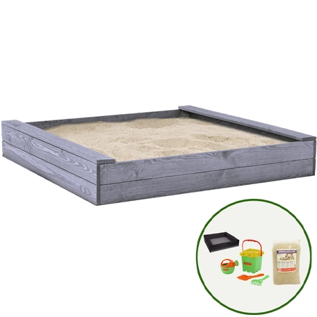 Sandlåda inkl. sand, nät och strandset