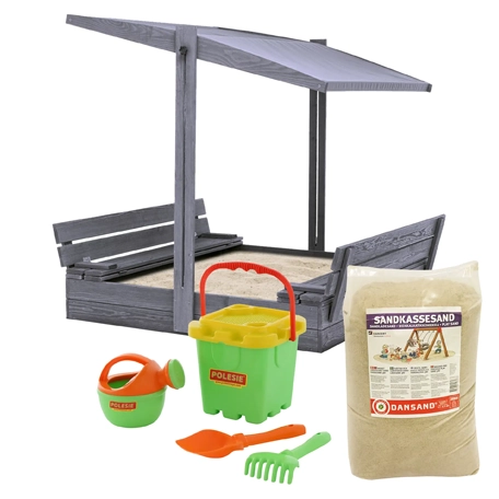 Sandlåda med tak, inkl. sand, strandset