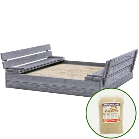 Sandlåda med bänk och lock, inkl. sand