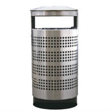Papperskorg Tiffany 70L i rostfritt stål med perforering, utan eller med askkopp