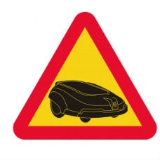 Varningsskylt för robotgräsklippare