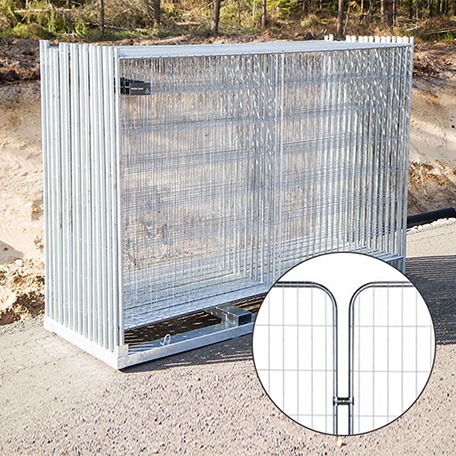 Byggstängsel Protect Rundade hörn 105 m på transportpall