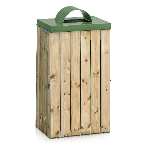 Säckhållare 125L Träpanel med Inkasthål