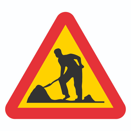 Varning för vägarbete