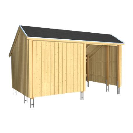 Vindskydd | Shelter med uppehållsrum inkl. takpapp/aluminiumlister/H-stolpfötter