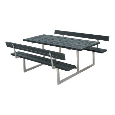 Picknickbord & Parkbord | Basic Picknickbord med 2 ryggstöd - underhållsfritt med brädor av återvunnen textil - plast