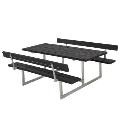 Picknickbord & Parkbord | Basic Picknickbord med 2 ryggstöd - underhållsfritt med brädor av återvunnen plast