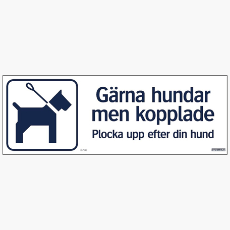 Skyltar | Gärna hundar men kopplade - Skylt