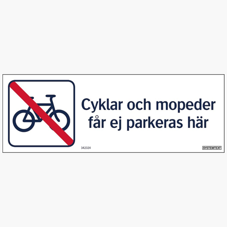 Parkeringsskyltar | Cyklar och mopeder får ej parkeras här - Skylt