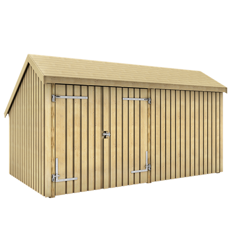 Garage & Utehus | Multi Trädgårdshus 10,5 m2 - 2 moduler med db.dörr och stängd framsida