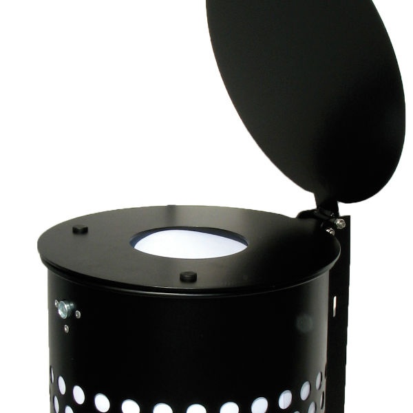 Papperskorgar | Cylinder 50L med dubbla lock-centrumstolpe, svart