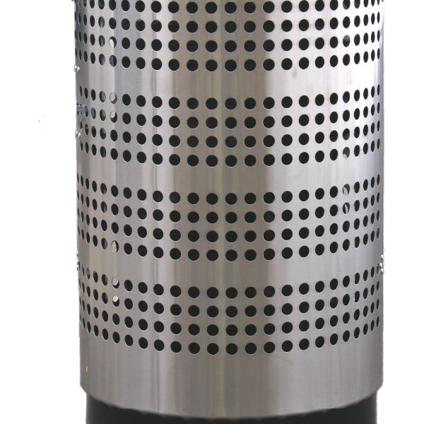 Papperskorg med askkopp | Papperskorg Tiffany 70L i rostfritt stål med perforering, utan eller med askkopp