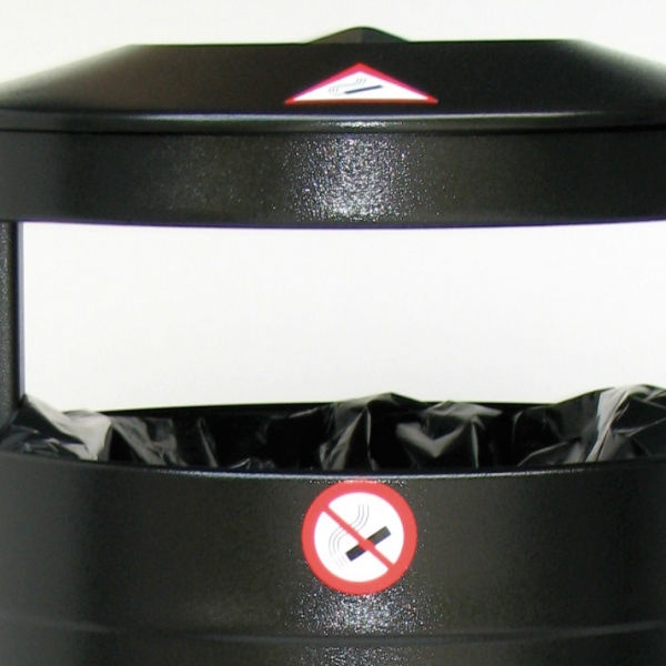 Papperskorg med askkopp | Papperskorg Tiffany 70L i svart plåt med-utan askkopp