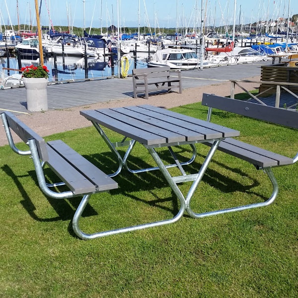 Picknickbord & Parkbord | Robust Picknickbord med ryggstöd i grått