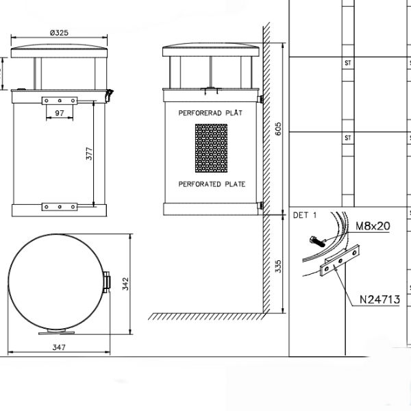 Papperskorgar | Papperskorg Jakob 35L för väggmontage