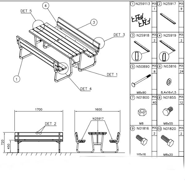 Picknickbord & Parkbord | Hansa picknickbord med ryggstöd