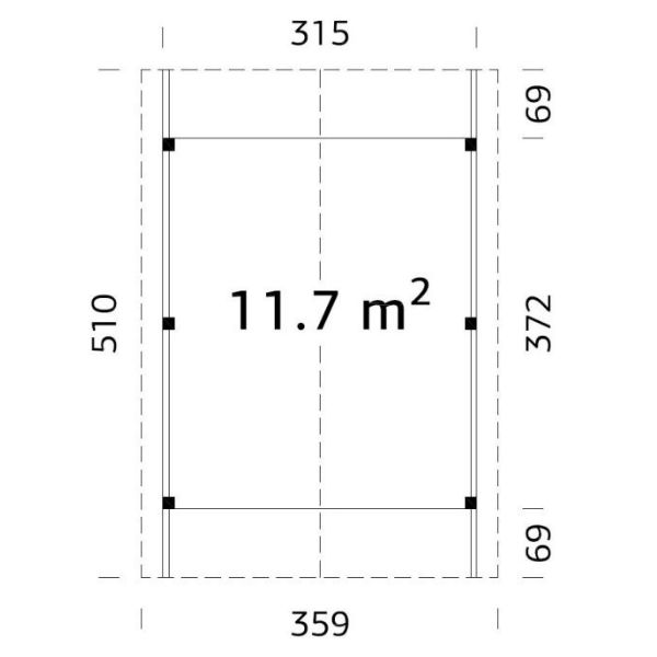 Carportar | Carport med sadeltak 11,7 m2