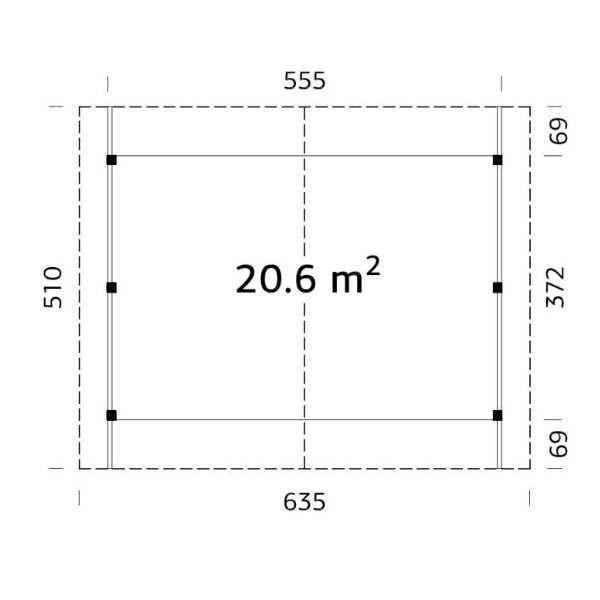 Carportar | Carport med sadeltak 20,6 m2