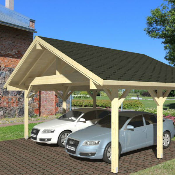 Carportar | Carport med sadeltak 20,6 m2