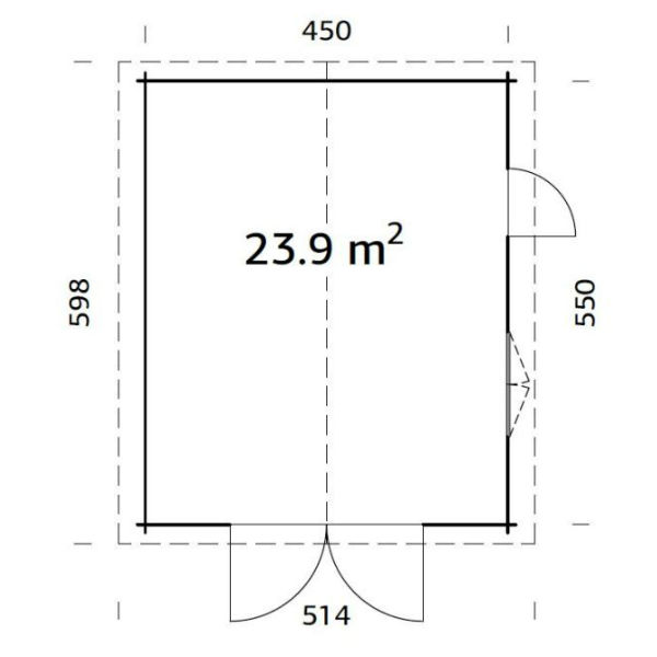 Garage & Utehus | Garage 23,9 m2 med sektionsdörr