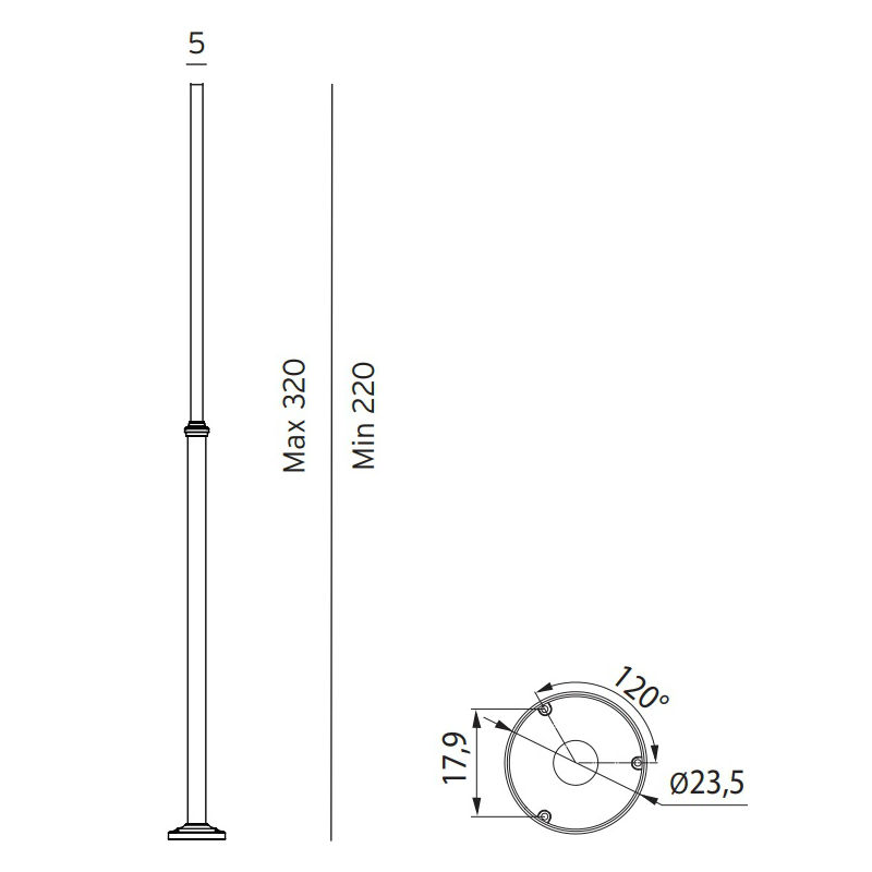 Belysningsstolpar | Belysningsstolpe Teleskop - 2,2 - 3,2 m