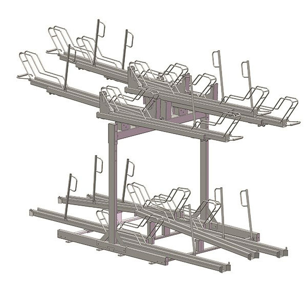 Tvåvånings Cykelställ | Dubbelsidigt 2-vånings cykelställ Tornet Solid med utdragbar skena