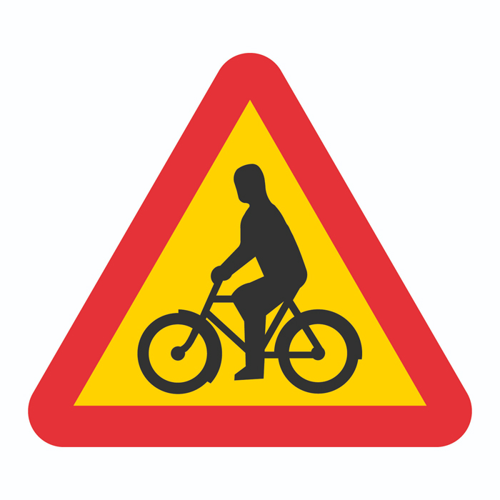 Varningsskyltar | Varning för cyklande och mopedförare