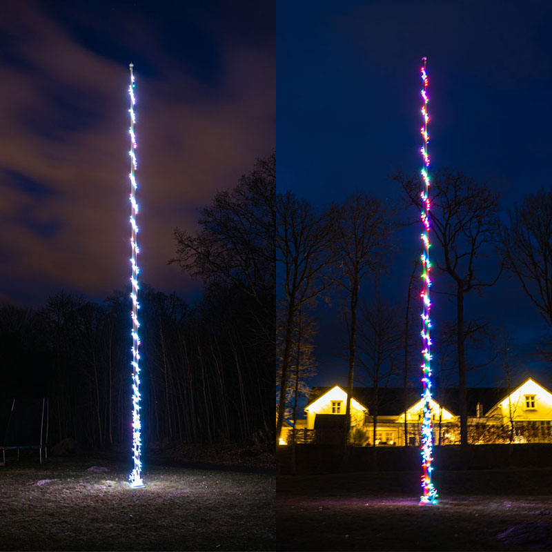 Flaggstångsbelysning | Flaggstångsslinga 20 m 400 LED i olika färger med fjärrkontroll
