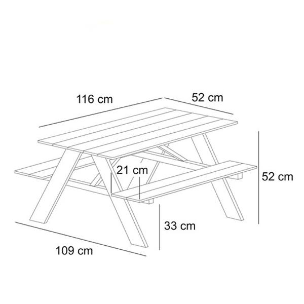 Picknickbord & Parkbord | Picknickbord för barn A-modell svart nonwood och aluminiumram