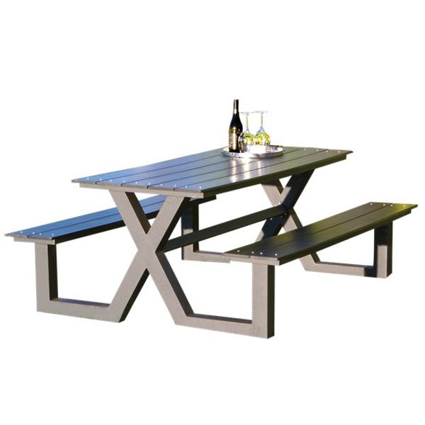 Picknickbord & Parkbord | Underhållsfritt Picknickbord X-modell Svart