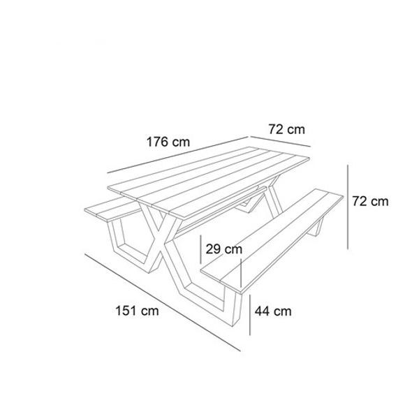 Picknickbord & Parkbord | Underhållsfritt Picknickbord X-modell Svart