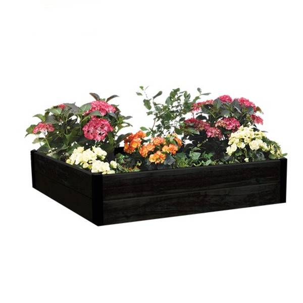 Planteringskärl | Planteringslåda i svart trä 24x110x110 cm 