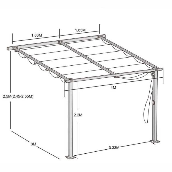 Pergola | Väggpergola 3x4 m i grått