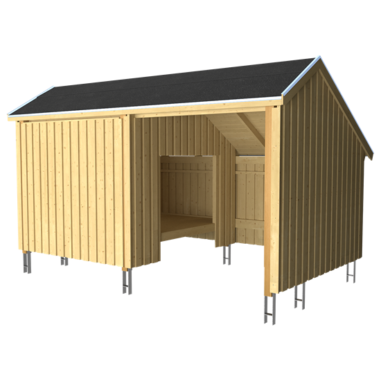 Vindskydd | Shelter med uppehållsrum inkl. takpapp/aluminiumlister/H-stolpfötter
