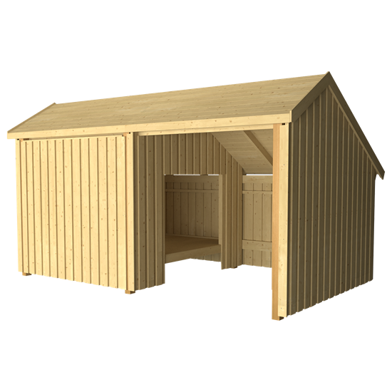 Vindskydd | Shelter med uppehållsrum exkl. takpapp/aluminiumlister/H-stolpfötter