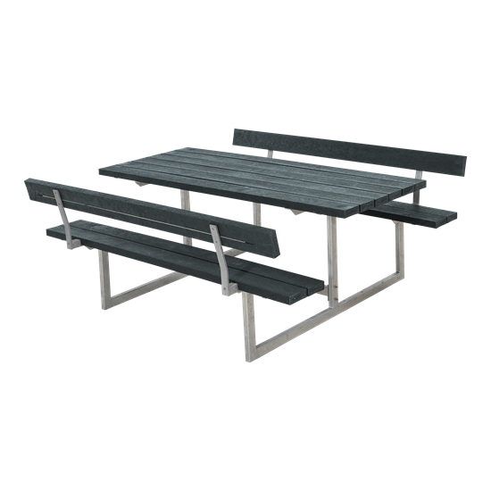 Picknickbord & Parkbord | Basic Picknickbord med 2 ryggstöd - underhållsfritt med brädor av återvunnen textil - plast