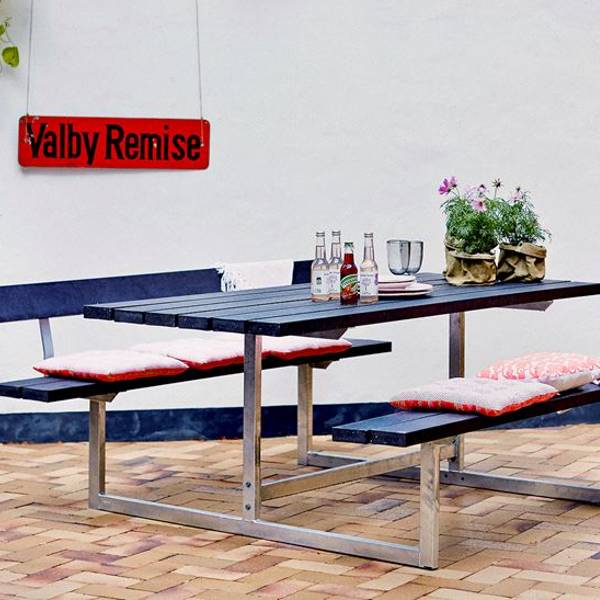 Picknickbord & Parkbord | Basic Picknickbord med 1 ryggstöd - underhållsfritt med brädor av återvunnen plast