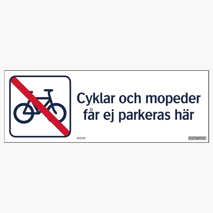 Parkeringsskyltar | Cyklar och mopeder får ej parkeras här - Skylt