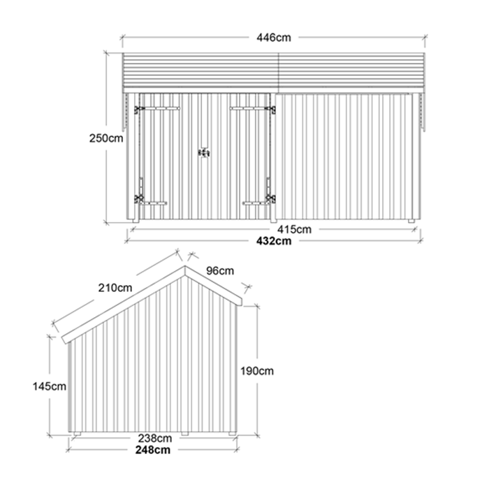 Garage & Utehus | Multi Trädgårdshus 10,5 m2 - 2 moduler med db.dörr och stängd framsida