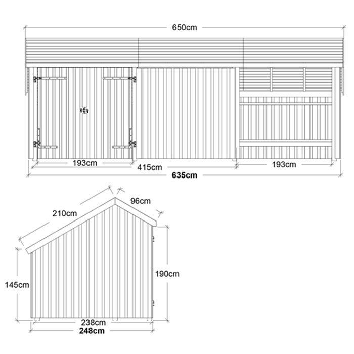Garage & Utehus | Multi Trädgårdshus 15,5 m2 - 3 moduler med db.dörr och stängd/öppen framsida