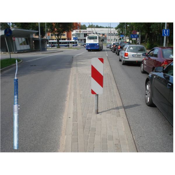 Trafikskyltar | Springy vikbart fäste till galvade rör upp till 1,6  - fundamentmontering